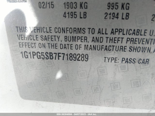 Chevrolet CRUZE LTZ 2015 1G1PG5SB7F7189289 Image 10