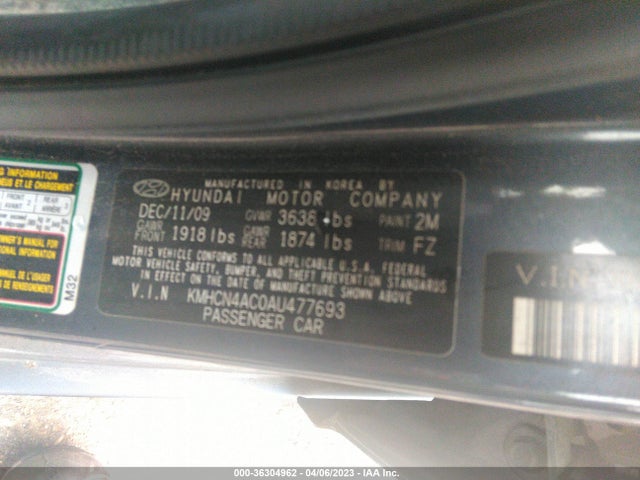 2010 HYUNDAI ACCENT GLS VIN: KMHCN4AC0AU477693