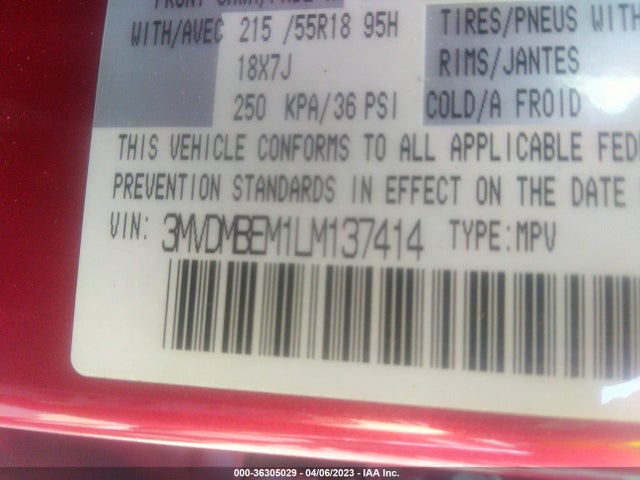 2020 MAZDA CX-30 PREMIUM PACKAGE VIN: 3MVDMBEM1LM137414