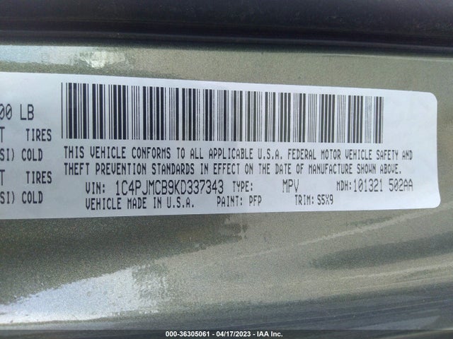 1C4PJMCB9KD337343 Jeep Cherokee Latitude