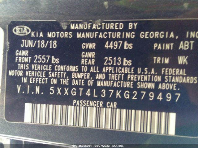 5XXGT4L37KG279497 KIA Optima Lx