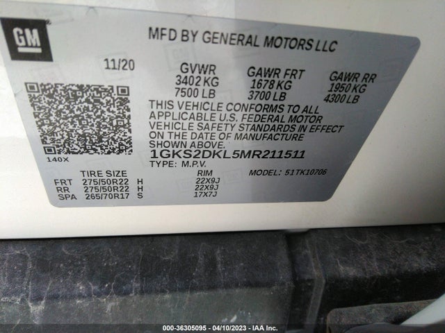 GMC YUKON DENALI 2021 1GKS2DKL5MR211511 Image 9