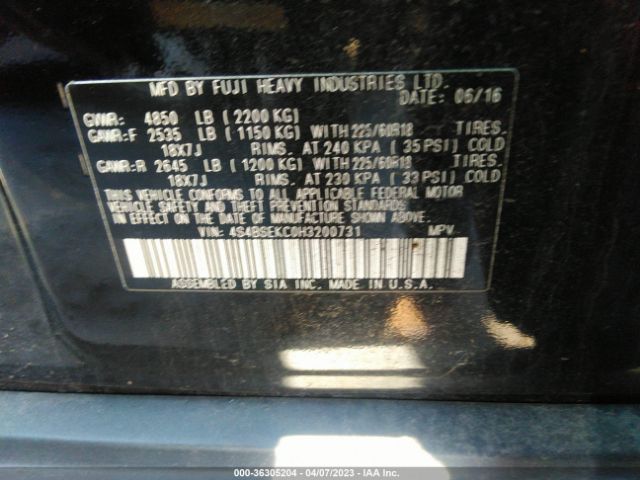 4S4BSEKC0H3200731 Subaru Outback Limited