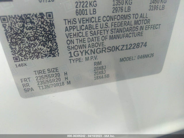 1GYKNGRS0KZ122874 Cadillac Xt5 Platinum Awd