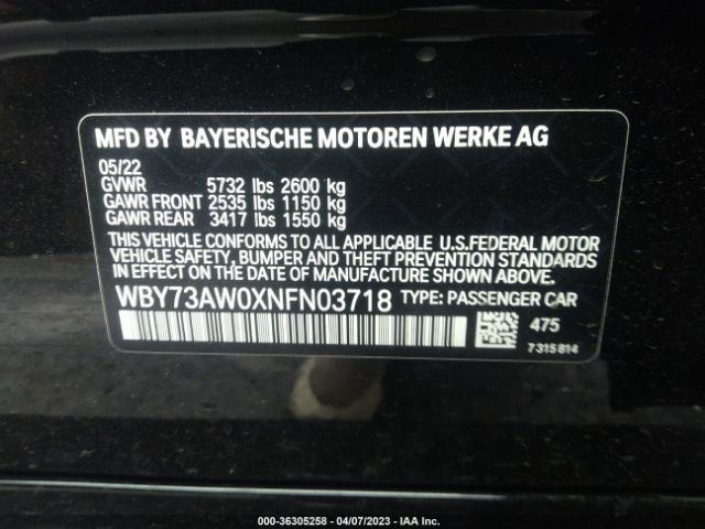 WBY73AW0XNFN03718 BMW I4 Edrive40