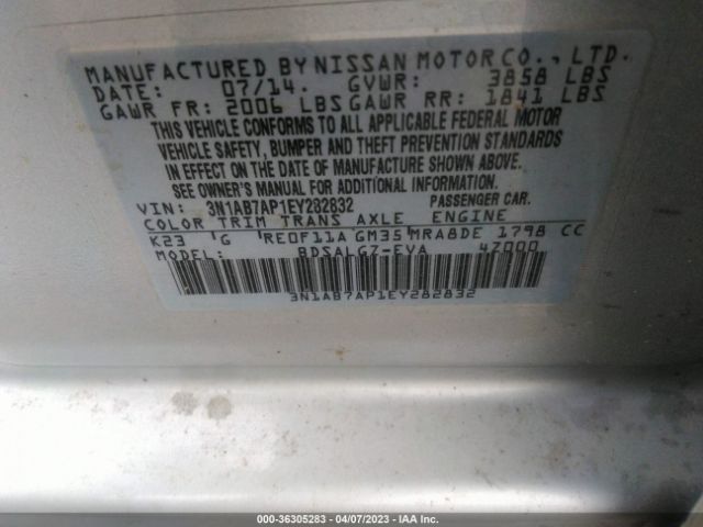 3N1AB7AP1EY282832 Nissan SENTRA SL