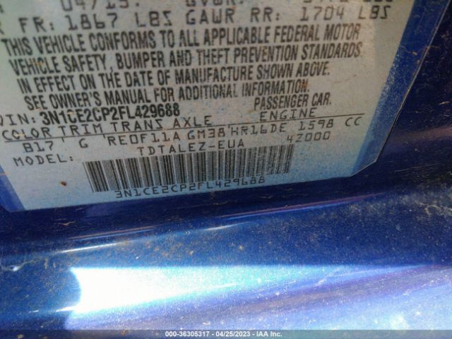 3N1CE2CP2FL429688 Nissan Versa Note Sl