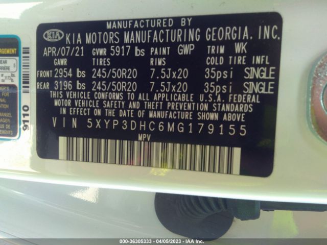 5XYP3DHC6MG179155 KIA Telluride Ex