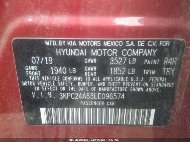 Auction sale of the 2020 Hyundai Accent Se , vin: 3KPC24A63LE096574, lot number: 436305369