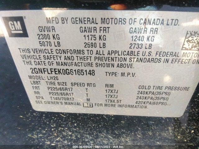 Chevrolet EQUINOX LT 2016 2GNFLFEK0G6165148 Image 9