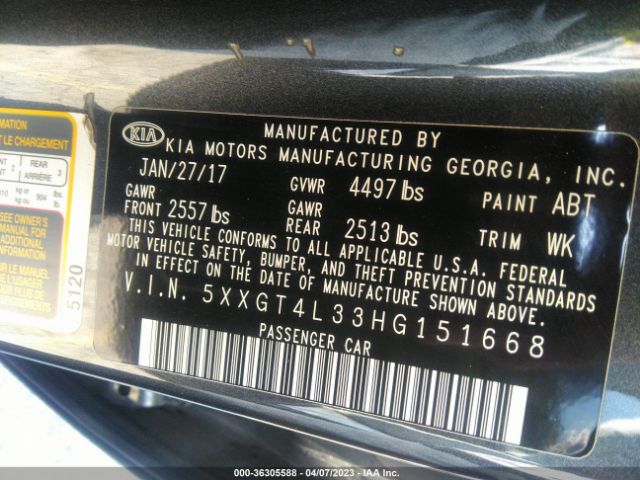 5XXGT4L33HG151668 KIA Optima Lx