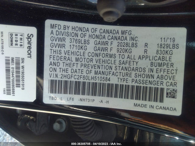 Honda Civic Sedan Lx 2020 2HGFC2F60LH510584 Image 11