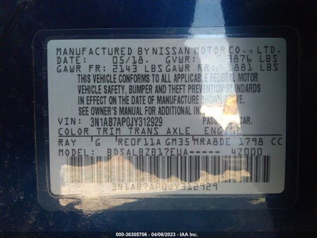 Nissan SENTRA S 2018 3N1AB7AP0JY312929 Image 9
