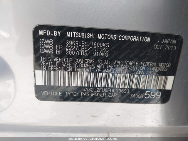 JA32U2FU8EU013693 Mitsubishi LANCER ES