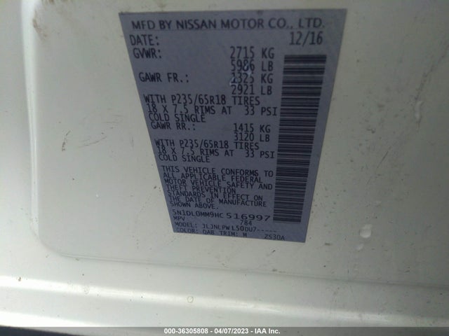 Infiniti QX60 2017 5N1DL0MM9HC516997 Image 10