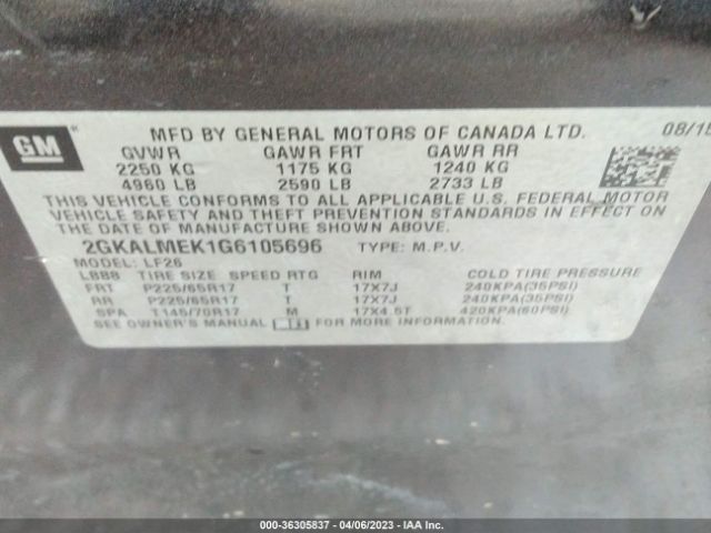 2GKALMEK1G6105696 GMC Terrain Sle