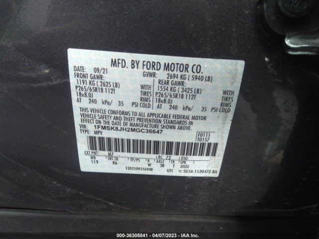 1FMSK8JH2MGC36647 Ford Explorer Timberline