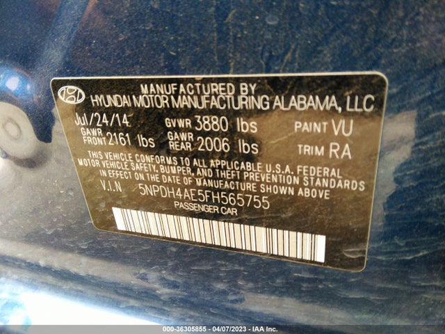 Hyundai ELANTRA SE 2015 5NPDH4AE5FH565755 Image 10