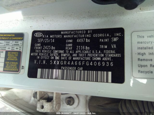 5XXGR4A66FG406936 KIA Optima Sxl Turbo