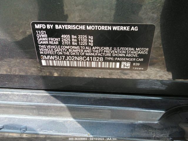 3MW5U7J02N8C41828 BMW 3 Series M340i
