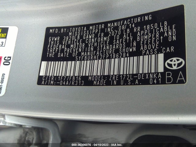 Toyota Corolla L/le/s/s Plus/le Plus 2015 5YFBURHE2FP186284 Image 10