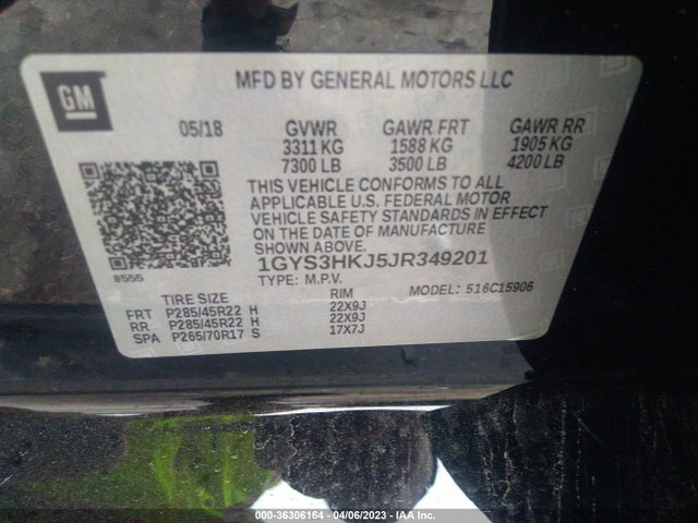 1GYS3HKJ5JR349201 Cadillac Escalade Esv Luxury