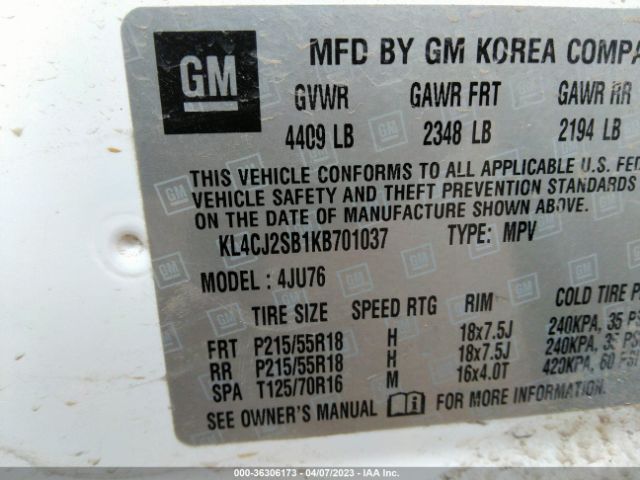 KL4CJ2SB1KB701037 Buick Encore Sport Touring