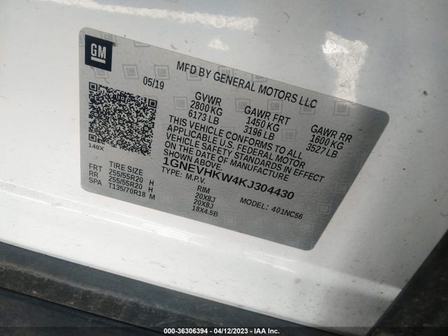 Chevrolet Traverse Lt Leather 2019 1GNEVHKW4KJ304430 Image 9