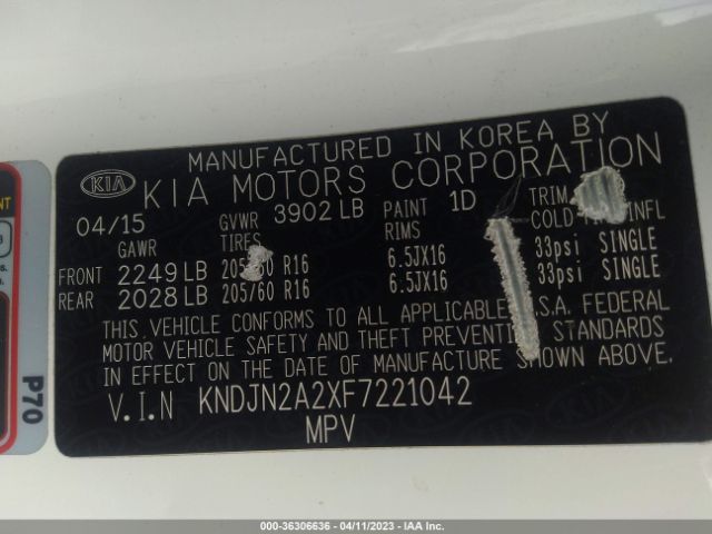 KNDJN2A2XF7221042 KIA Soul Base