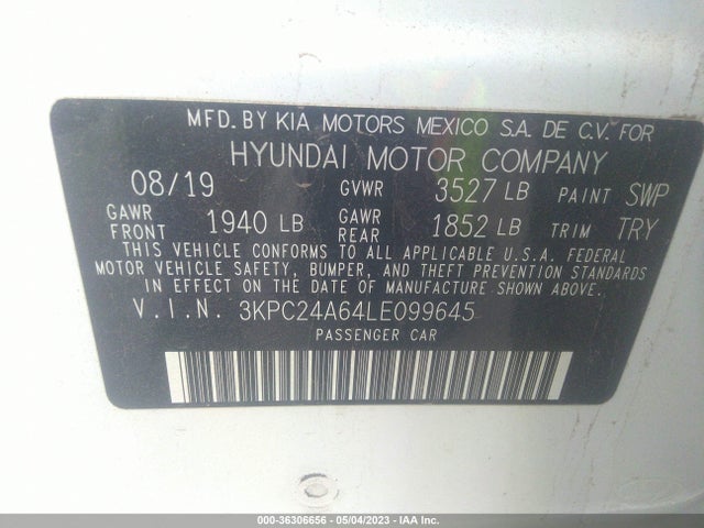 Hyundai ACCENT SE 2020 3KPC24A64LE099645 Image 9