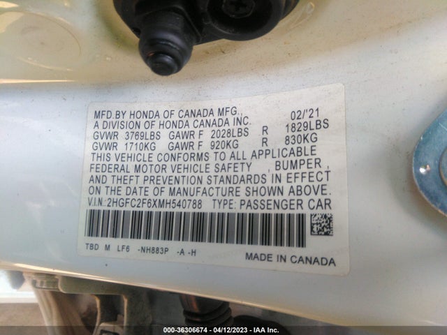Honda Civic Sedan Lx 2021 2HGFC2F6XMH540788 Image 10