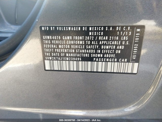 3VW2K7AJ1EM239495 Volkswagen Jetta Sedan S