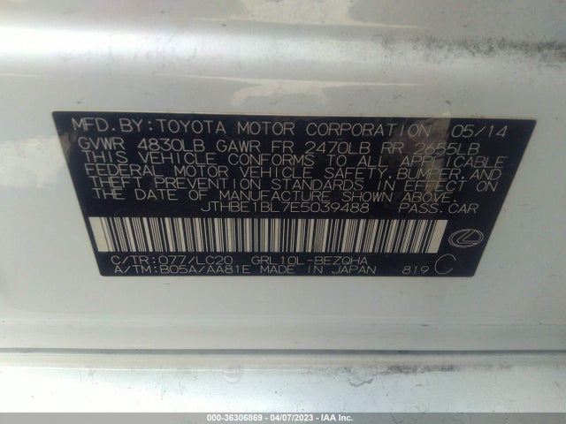 Lexus GS 350 2014 JTHBE1BL7E5039488 Image 10