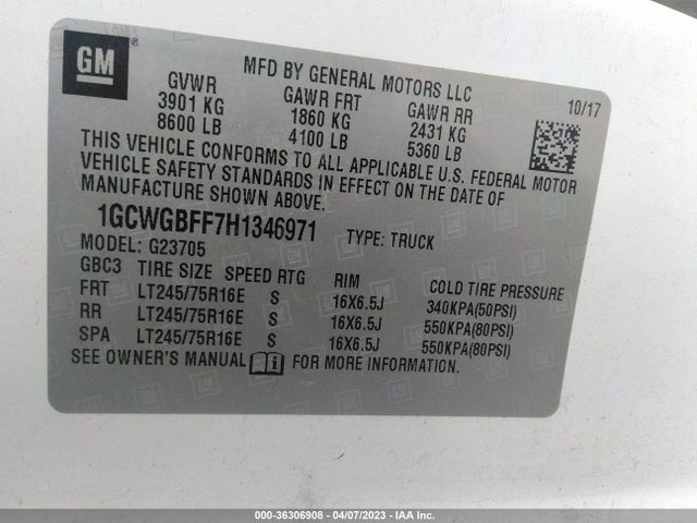 Chevrolet EXPRESS CARGO VAN 2017 1GCWGBFF7H1346971 Image 9