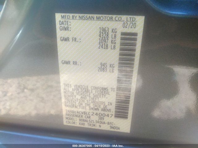 1N4BL4CV8LC240047 Nissan Altima 2.5 Sr