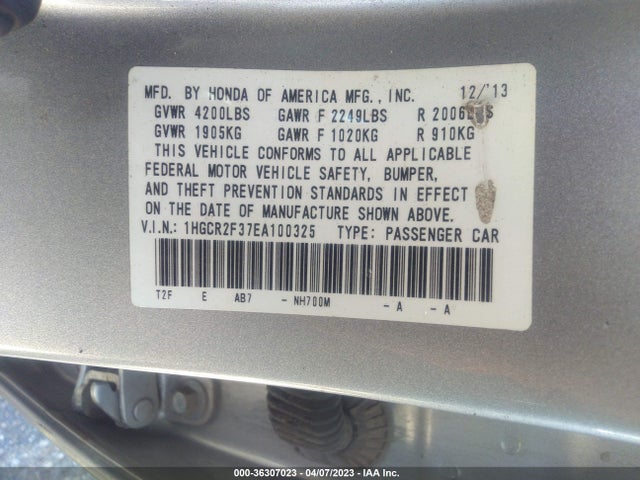 Honda Accord Sedan Lx 2014 1HGCR2F37EA100325 Image 11