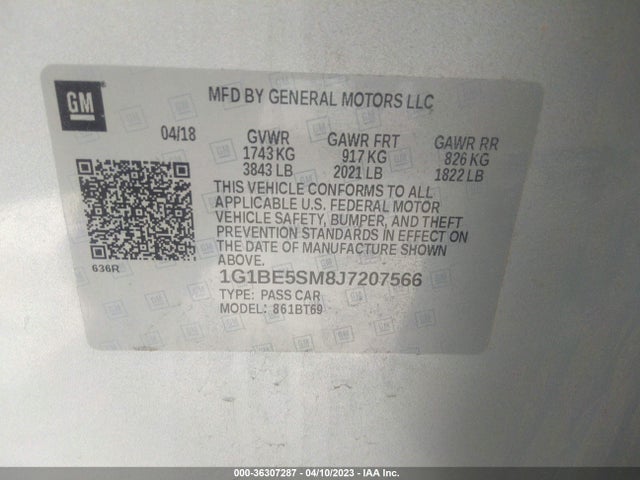 Chevrolet CRUZE LT 2018 1G1BE5SM8J7207566 Image 9