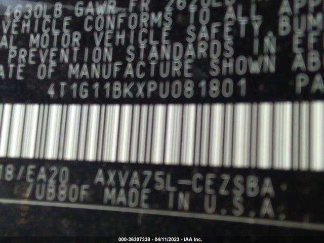 Toyota CAMRY SE 2023 4T1G11BKXPU081801 Image 10