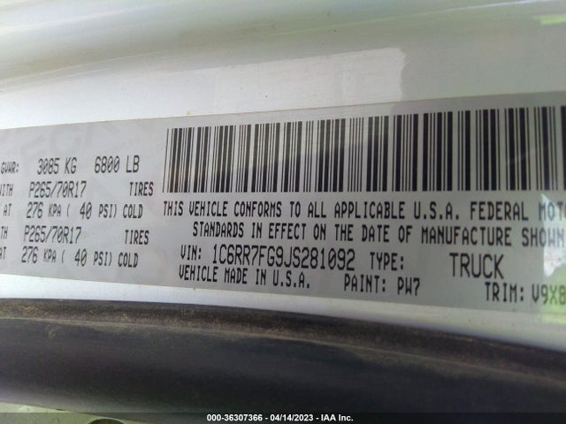 RAM 1500 Tradesman 2018 1C6RR7FG9JS281092 Image 11