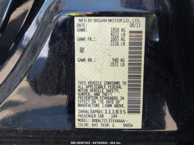 Nissan Altima 2.5 Sv 2014 1N4AL3AP6EC111835 Image 9