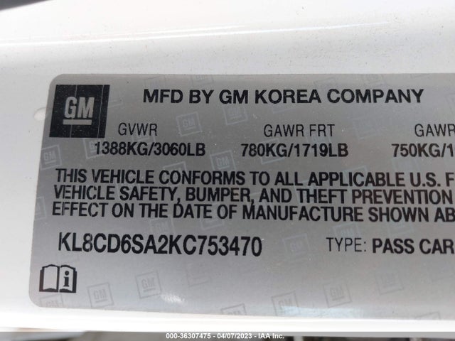 Chevrolet Spark Lt 2019 KL8CD6SA2KC753470 Image 11