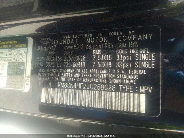 Hyundai Santa Fe Se 2018 KM8SN4HF2JU268628 Image 10