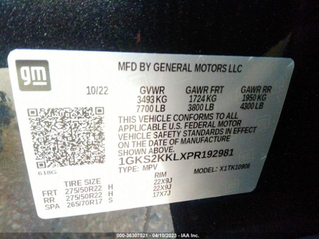 1GKS2KKLXPR192981 GMC Yukon Xl Denali Ultimate