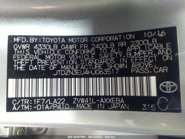 Toyota Prius V Two/five/three/four 2017 JTDZN3EU4HJ063517 Image 10