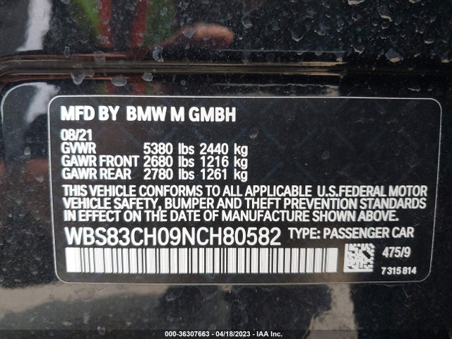 BMW M5 2022 WBS83CH09NCH80582 Image 9