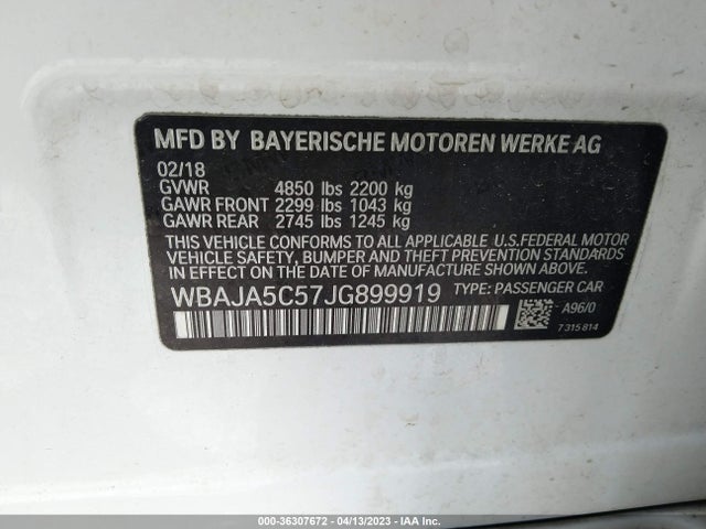 BMW 530I 2018 WBAJA5C57JG899919 Image 9