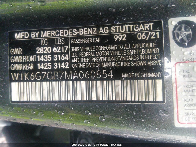 2021 Mercedes-Benz S-Class, VIN: W1K6G7GB7MA060854