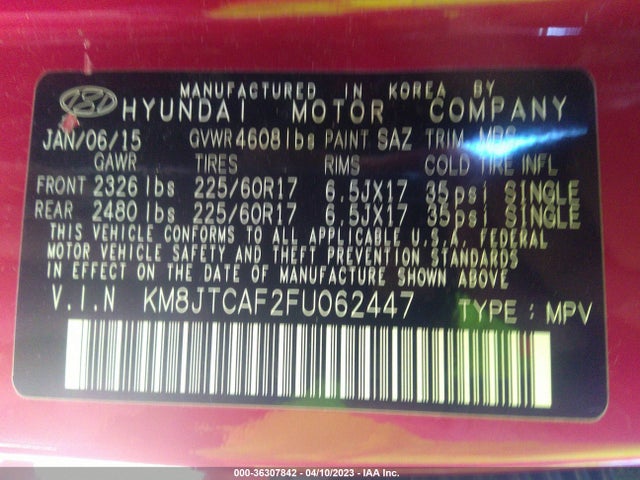 Hyundai TUCSON GLS 2015 KM8JTCAF2FU062447 Image 11