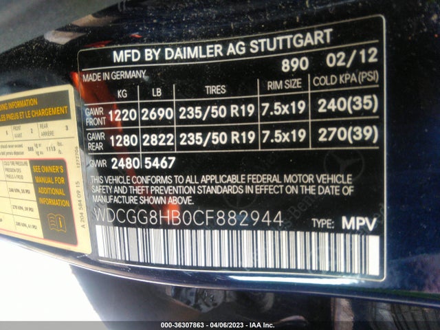 2012 MERCEDES-BENZ GLK-CLASS GLK 350 VIN: WDCGG8HB0CF882944
