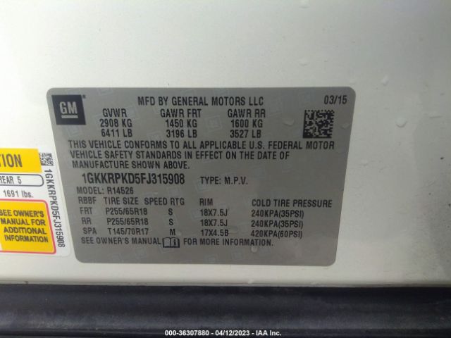 1GKKRPKD5FJ315908 GMC ACADIA SLE